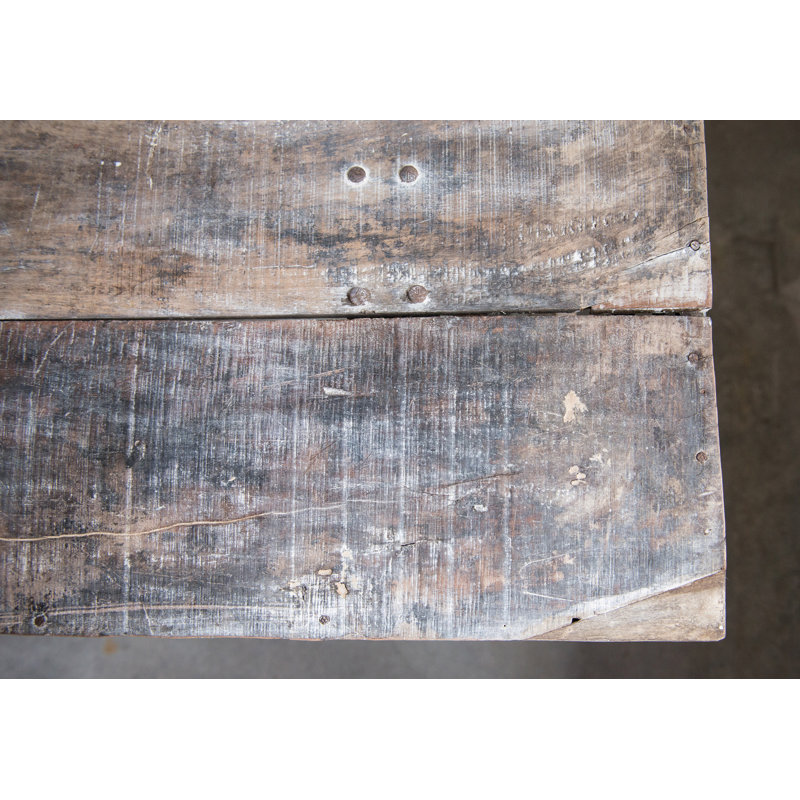 Table pliante en bois récupéré et étain, Brown