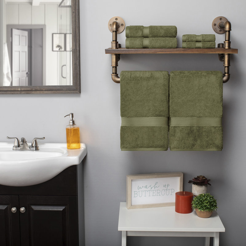 Scotia Egyptian Cotton Bath Towel Set, Forest Green, 6Pc Towel Set  (2Bath, 2Hand, 2Face)