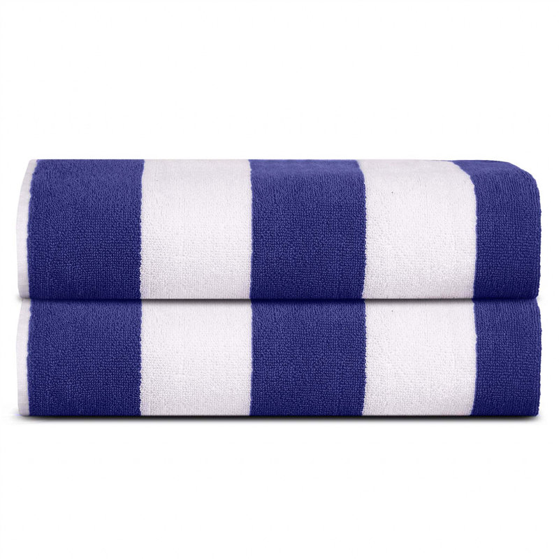 100% Cotton Beach Towel, Blue/White