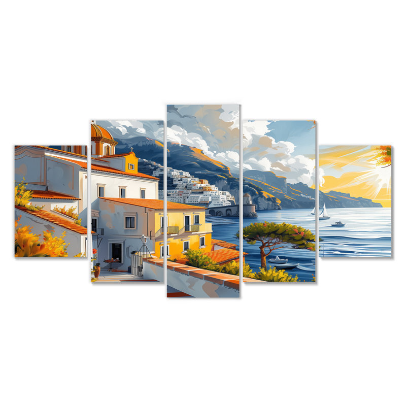 «Vintage Amalfi Coast Landscape II», ensemble de reproductions d'art mural Italie