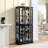 Curio Display Cabinet, Antique Display Cabinet With Glass Doors Adjustable Shelves For Collectibles Four Door Design Vintage Showcase For Home Or Office Antique Display Case E26 Bulb Included BLK-1367955838