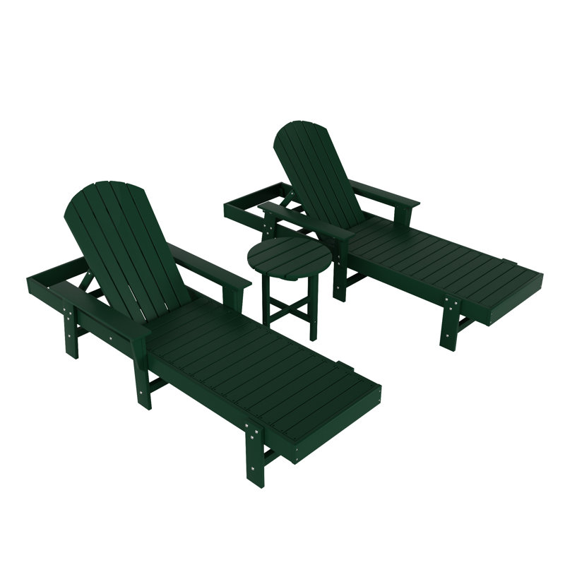 Altura Outdoor Chaise Lounge with Table, Dark Green