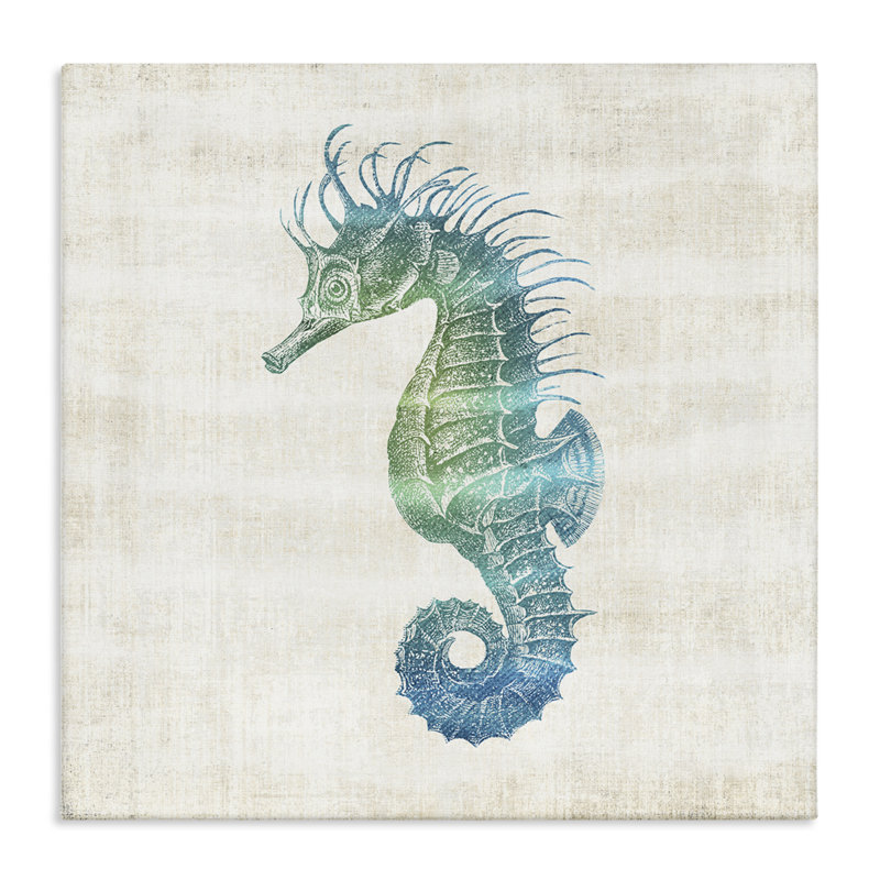 Toile ombrée, hippocampe, par Susan Arnot, H 17 po x l 17 po
