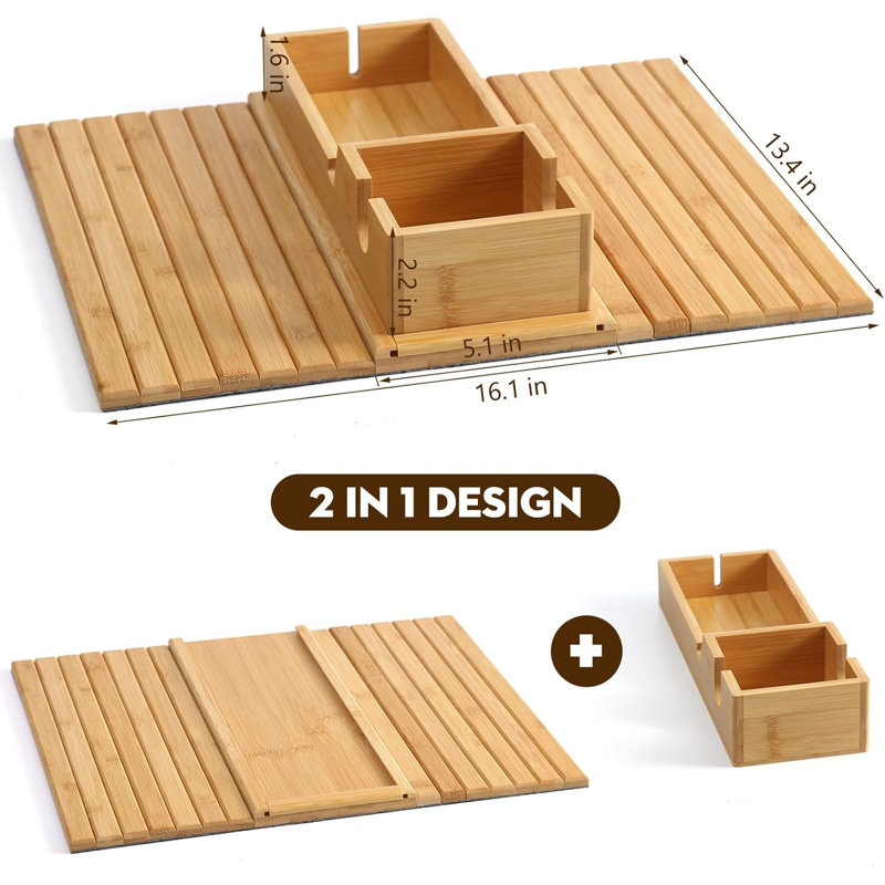 Bamboo Couch Arm Tray,Sofa Armrest Tray With Detachable Couch Cup Holder Tray, 2 In 1 Design Foldable Anti Falling Bamboo Couch Tray And Sofa Cup Holder For Cups Snacks Remote Cellphone