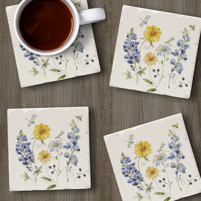 Ensemble de 4 sous-verres à jets en pierre Lovely Blues