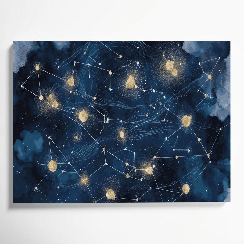 «Space Constellation», art mural sur toile bleue, H 24 po x l 36 po