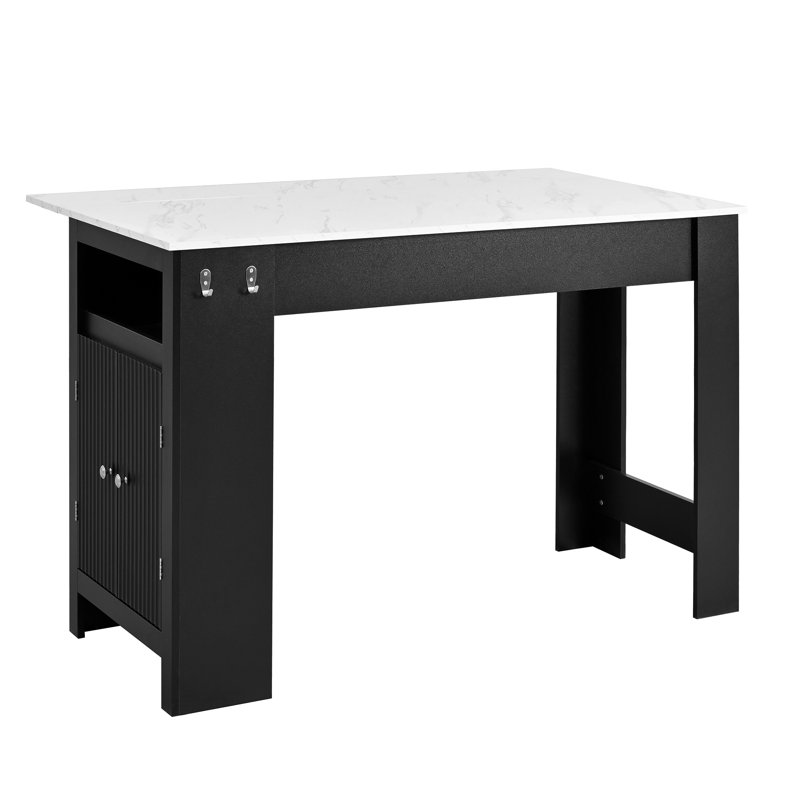 Table à manger rectangulaire pliable, Blanc/Noir