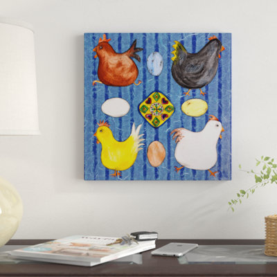 Folk Chickens by Claudia Interrante - Print on Canvas