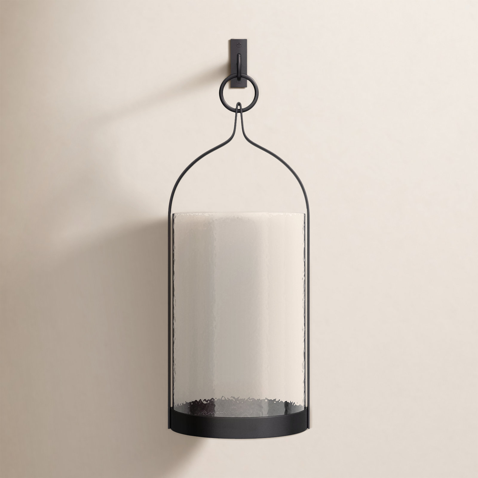 Iron Wall Lantern, 18" H x 7.5" W x 7.5" D