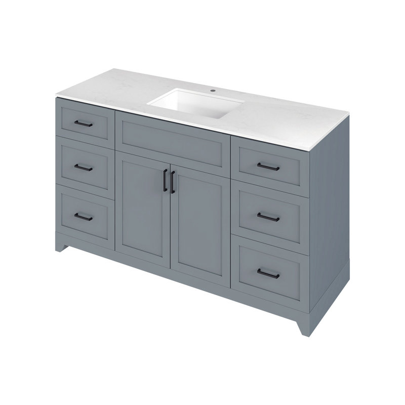 Lavabo en céramique 60 po Perren, Gris, Gris