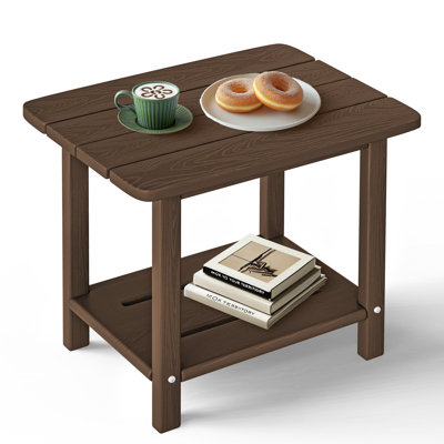 Table de bout en PEHD Adirondack à 2 niveaux - Table d'appoint d'extérieur résistante aux intempéries et durable pour le patio, la piscine et la pelouse