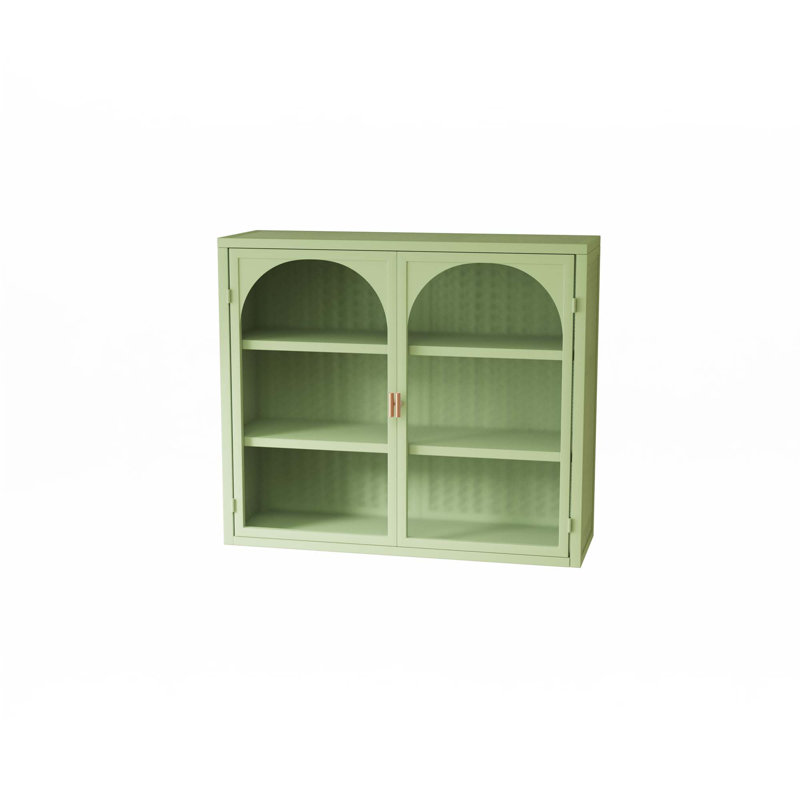 Armoire murale à portes vitrées, rangement fermé, Vert