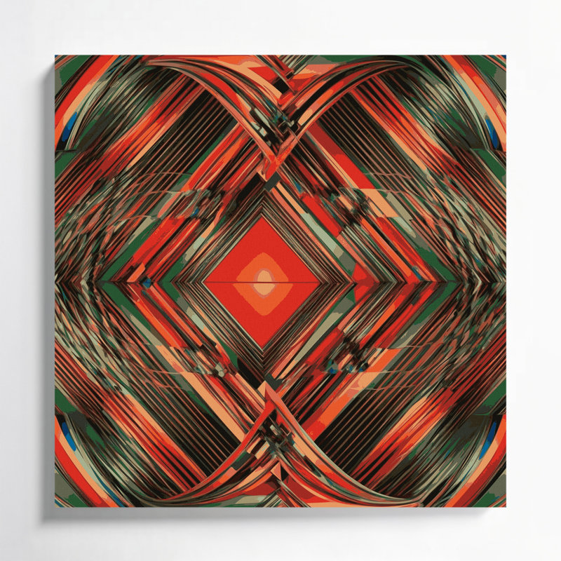 Art mural sur toile rouge Op Art, 32" H x 32" W