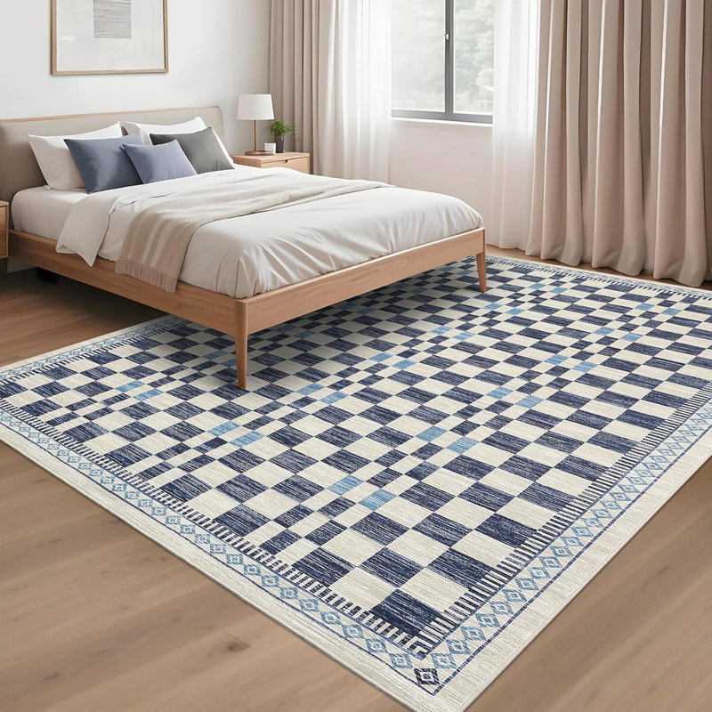 Tapis de couloir lavable 2 x 6 pour la cuisine, la salle de bain, antidérapant, à poils courts, résistant aux taches, tapis à carreaux abstrait, entrée, buanderie, jaune.