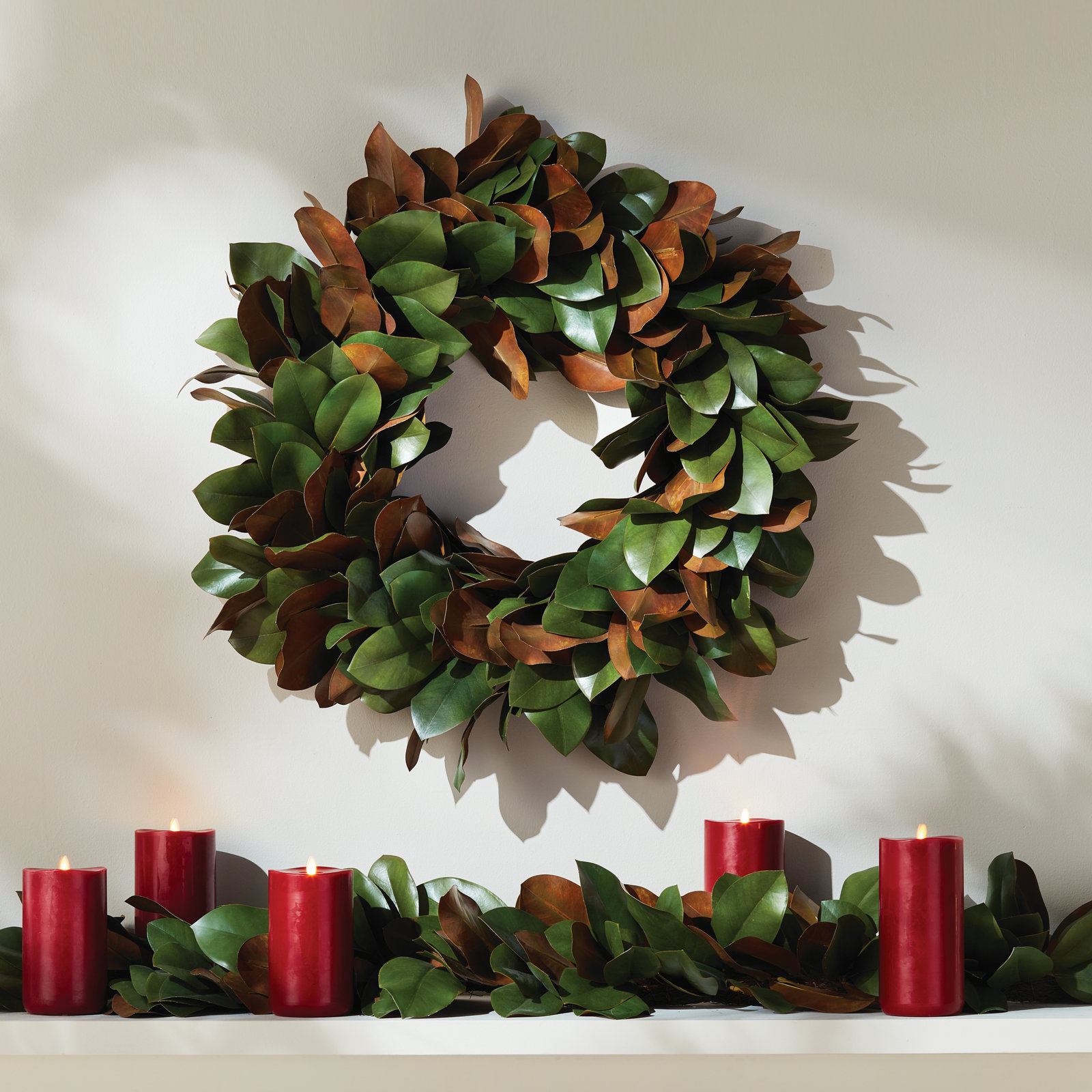 Barrigan Handcrafted Faux Magnolia Metal Wreath, 24" H x 24" W x 4" D