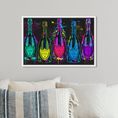 Drinks and Spirits Luminous Party Champagne Bottles, impression sur toile