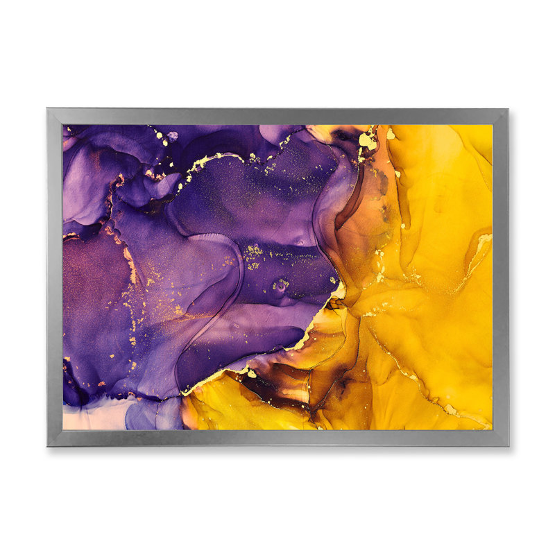 «Mauve et or», impression sur toile, H 34 po x l 44 po, Cadre photo argenté