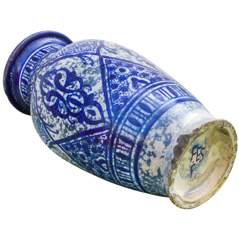 Blue/White 9" Indoor / Outdoor Ceramic Table Vase, Blue