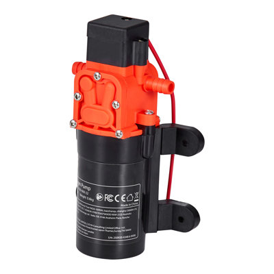 Water Pressure Pump, 12V DC 1.2 GPM (4.5 L/min), 2-Chamber Self-Priming Diaphragm Water Pump with 2 Hose Clamps, 80 PSI Max Pressure, Quiet Operation, for RV, Caravan, Marine, Garden Irrigation