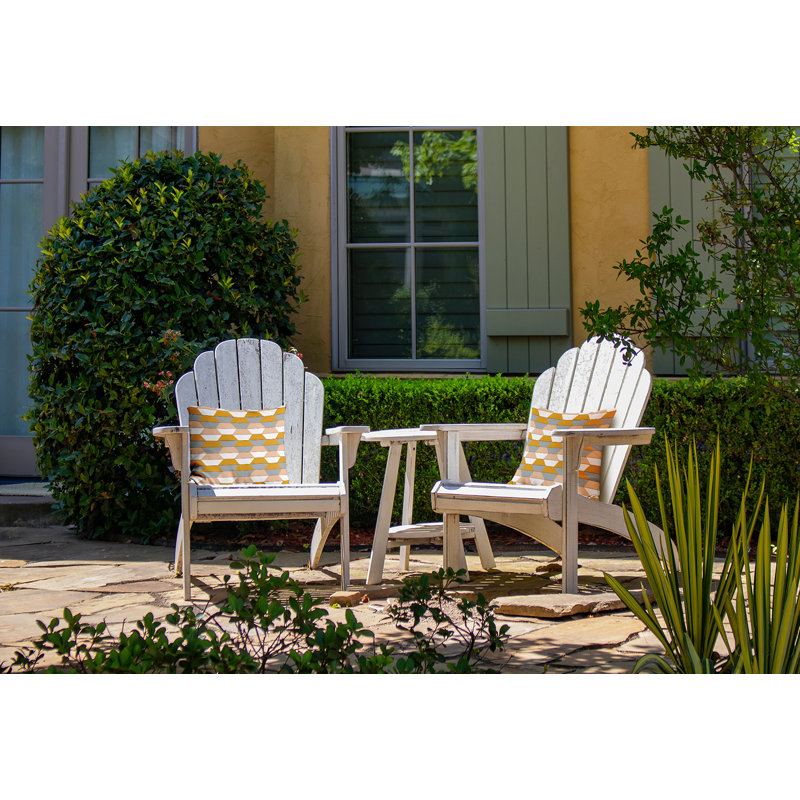 Coussin intérieur / extérieur Leafy Branch, H 18 po x l 18 po, Jaune / laurier / blanc géométrique