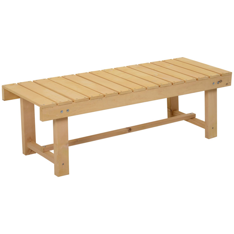 Aaidan Wooden Garden Bench 2 Seater 110 x 38 x 35 cm Natural