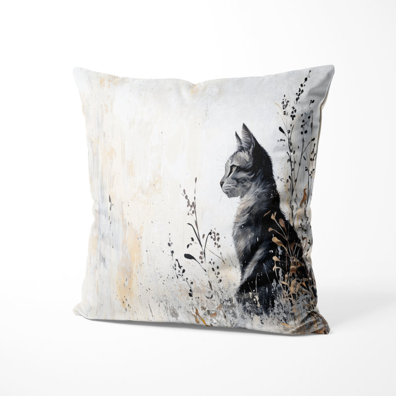 Coussin Minimal Meadow Cat - Coussin décoratif pour chat, H 16 po x l 16 po