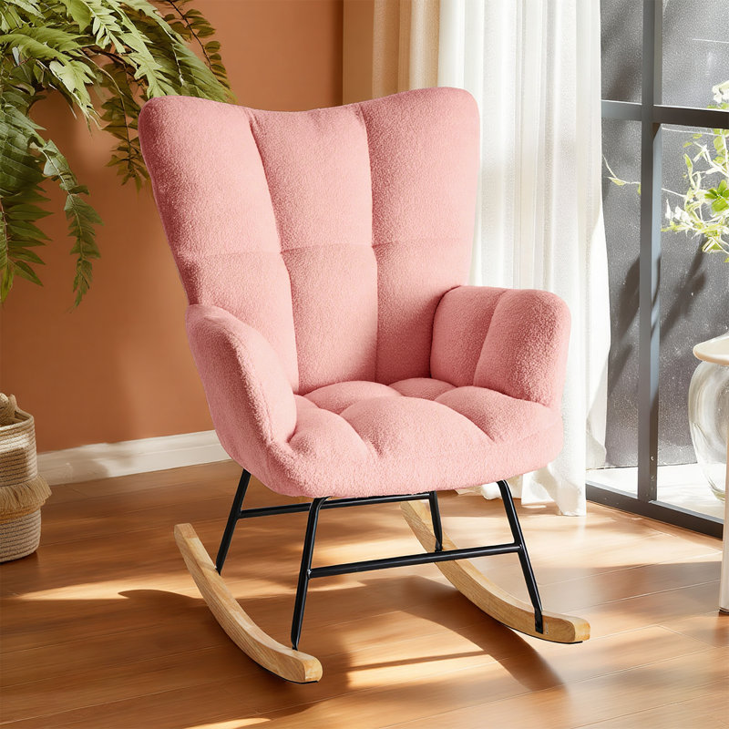 Chaise berçante pour lit de bébé Kaelyb, H 38,98 po x l 27,56 po x P 33,46 po, Rose
