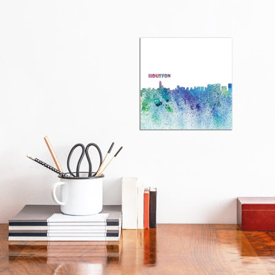 Houston Texas Skyline Silhouette Impressionistic Splash by Markus & Martina Bleichner - Wrapped Canvas Print