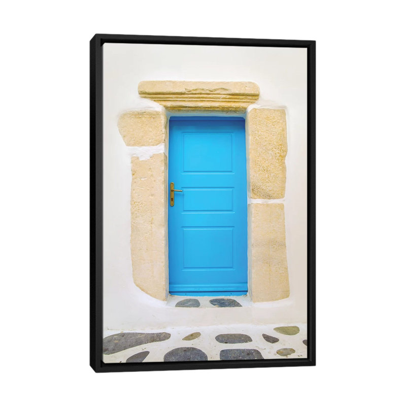 Porte bleue de Ben Heine-impression d’art graphique, Toile avec cadre noir, Pas de tapis, H 26 po x l 18 po x 1,5 po