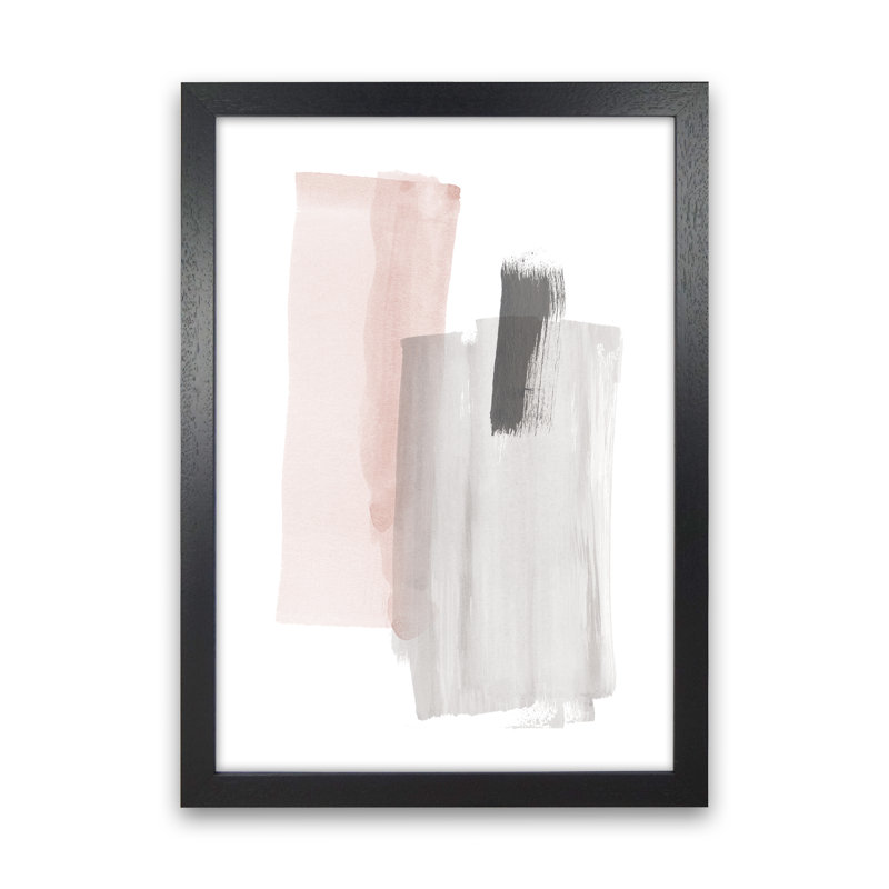 Grey And Pink Brushstrokes III - Print, Black Framed Canvas, 88cm H x 64cm W x 3cm D