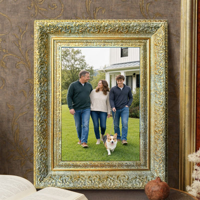 Antique Gold 1PC 5" x 7" Simple Picture Frame with Lightweight PS Frame