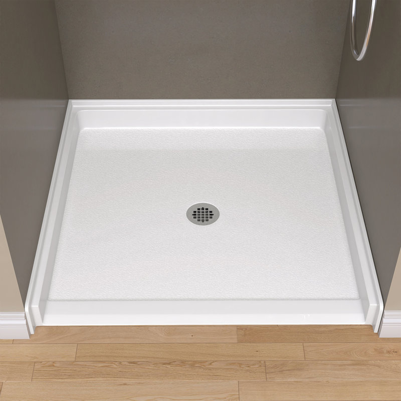 38'' W X 38'' D ADA Acrylic Alcove Shower Pan Single Threshold Square Shower Base Center Drain White Shower Tray with Non-Slip Design