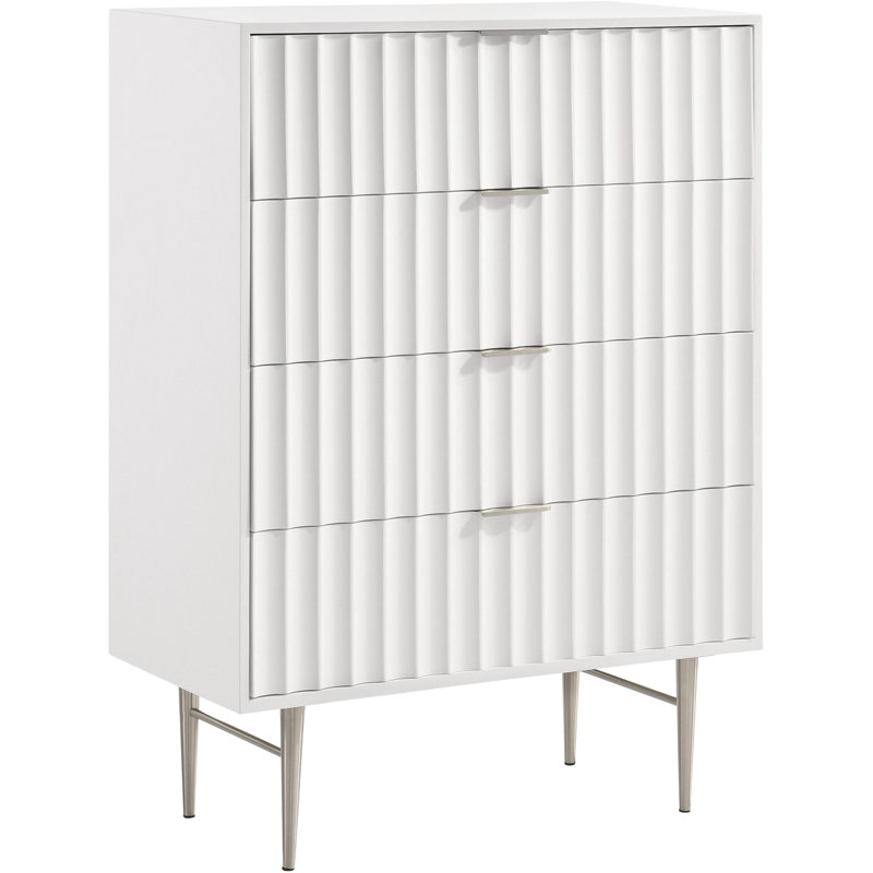Jayvonni 36'' W 4 - Drawer Dresser, White/Silver