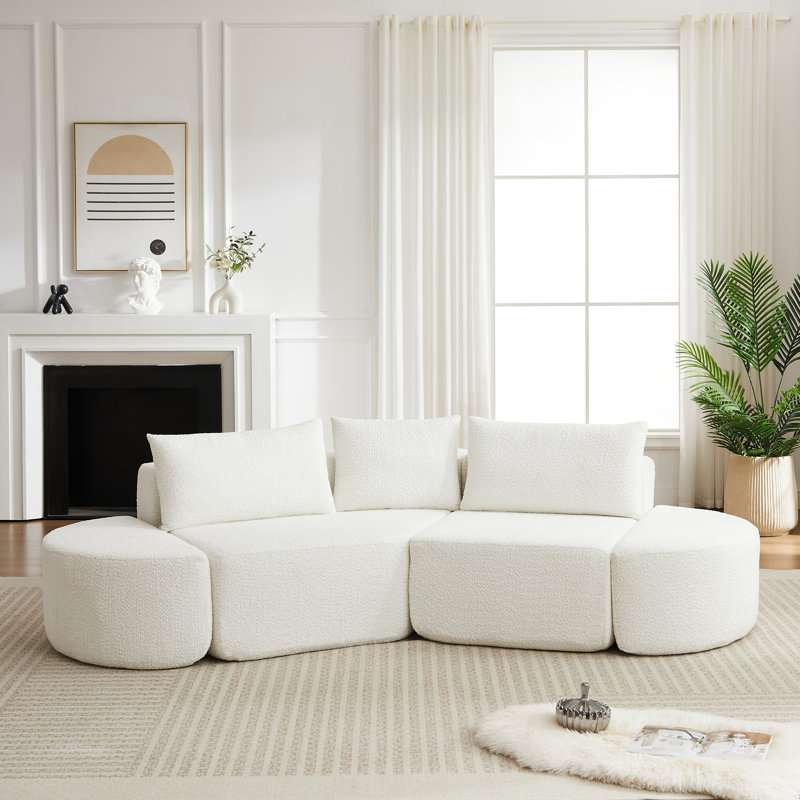 Canapé en velours sans accoudoirs, Beige