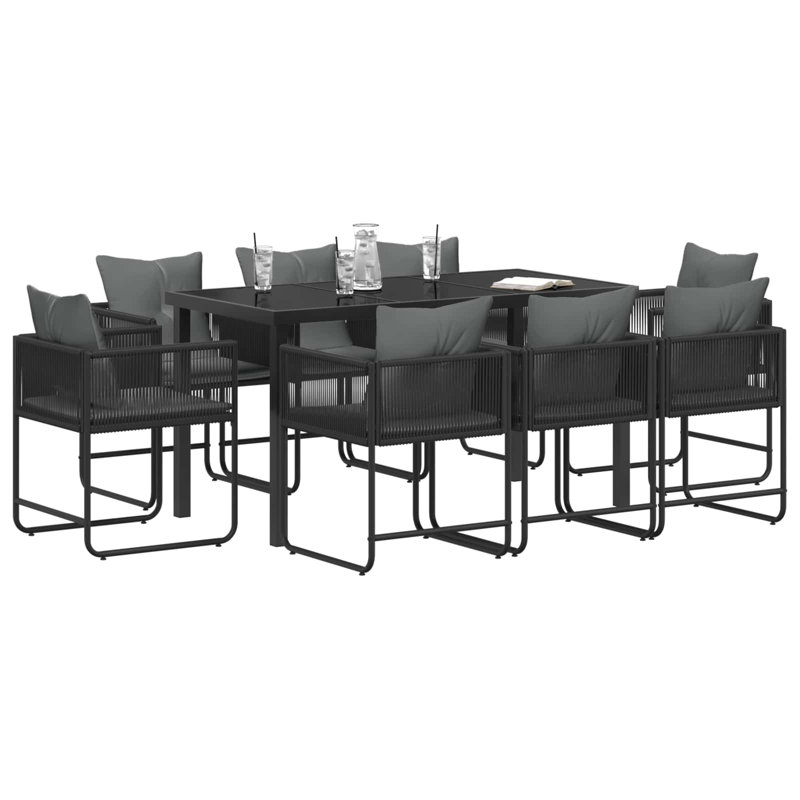 Patio Dining Set with Cushions included, 9, 73 cm H x 160 cm W x 80 cm D, 8