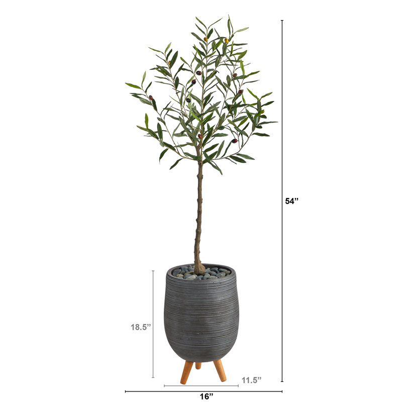Olive artificielle en pot, H 54 po x l 16 po x P 16 po