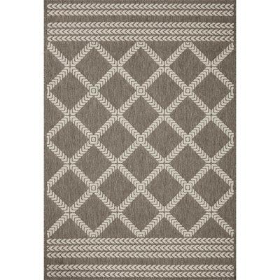 Tapis intérieur / extérieur géométrique naturel / ivoire Gillis