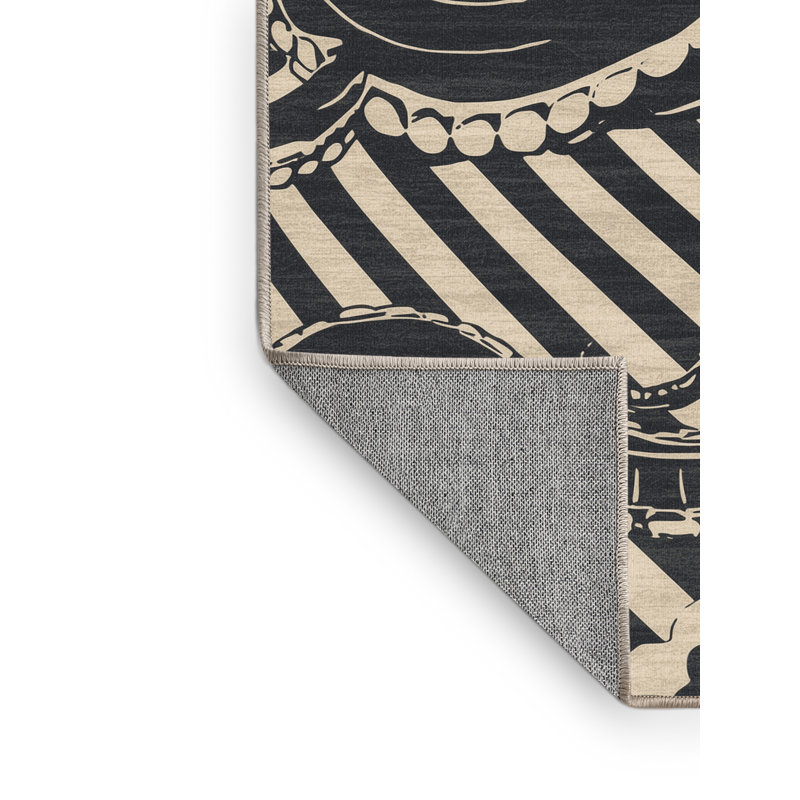 Tapis rayé gris lavable à la machine Bridgewater Kraken, 4 x 2