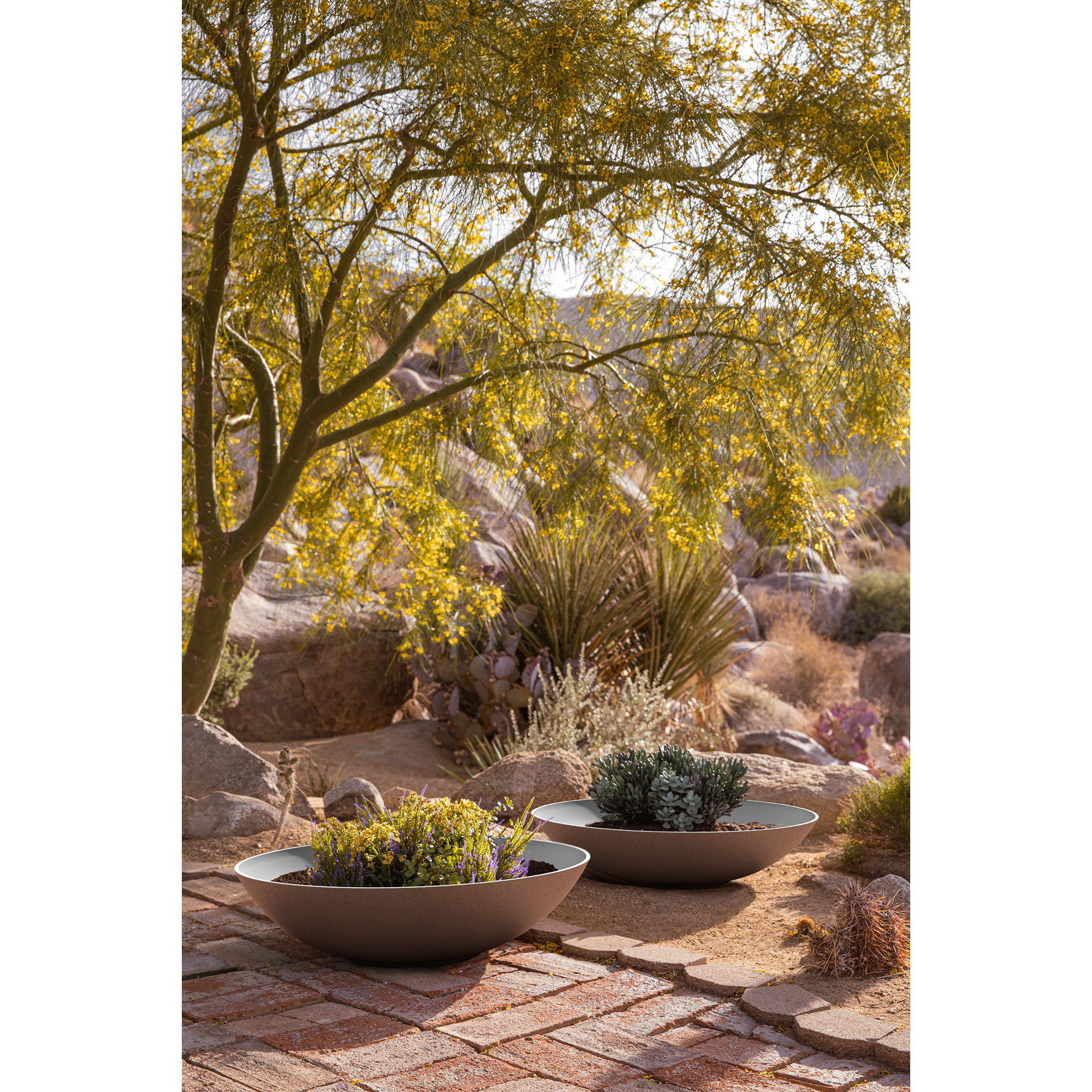 Pure Series Lane Bowl Planter, Charcoal, 8" H x 32" W x 32" D, Set of 2