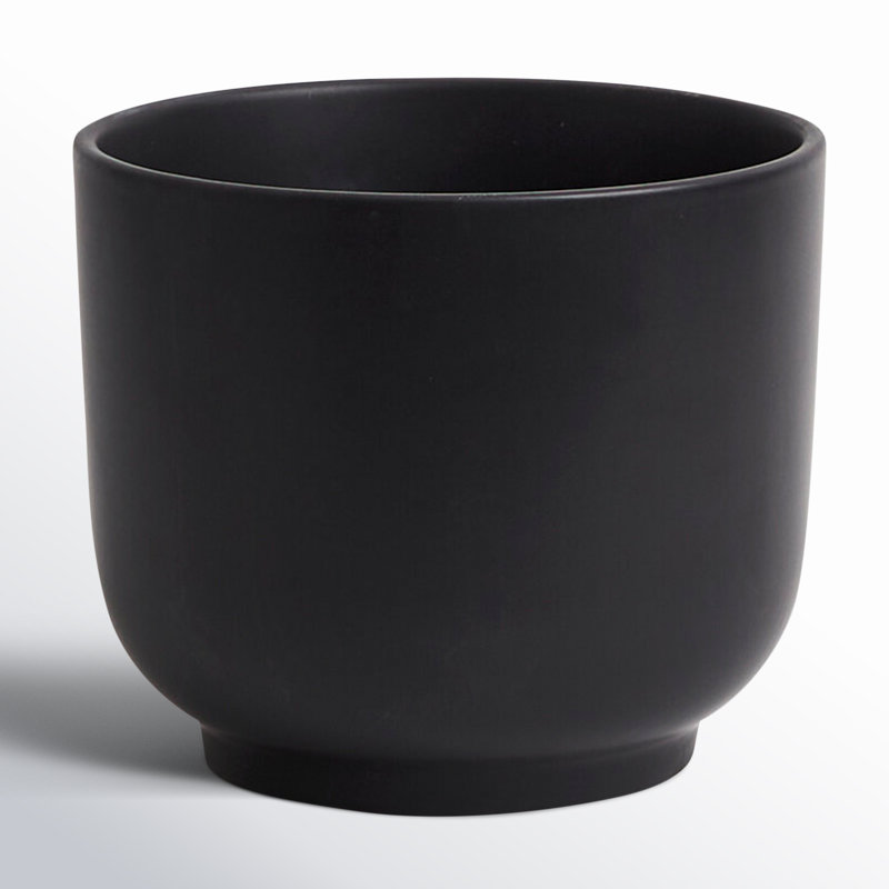 Pot de fleurs en céramique, Noir, noir, noir, noir, H 6 po x l 7,15 po x P 7,15 po