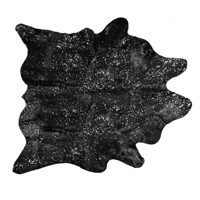 Novelty Houchin Animal Print Handmade Cowhide Area Rug in Black
