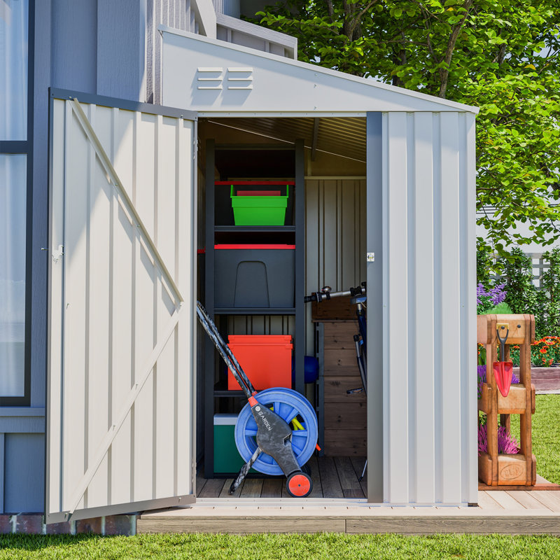 Lean-To Storage Shed With Lockable Door, White
