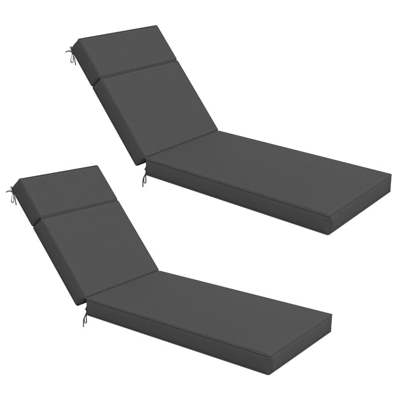 Coussin de chaise longue d'extérieur Wynee, L 25,8 po x P 79,75 po, Gris foncé
