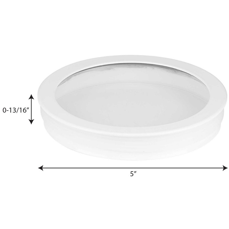 Lentille cylindrique ronde en verre transparent, Blanc, H 0,83 po x l 5 po x P 5 po