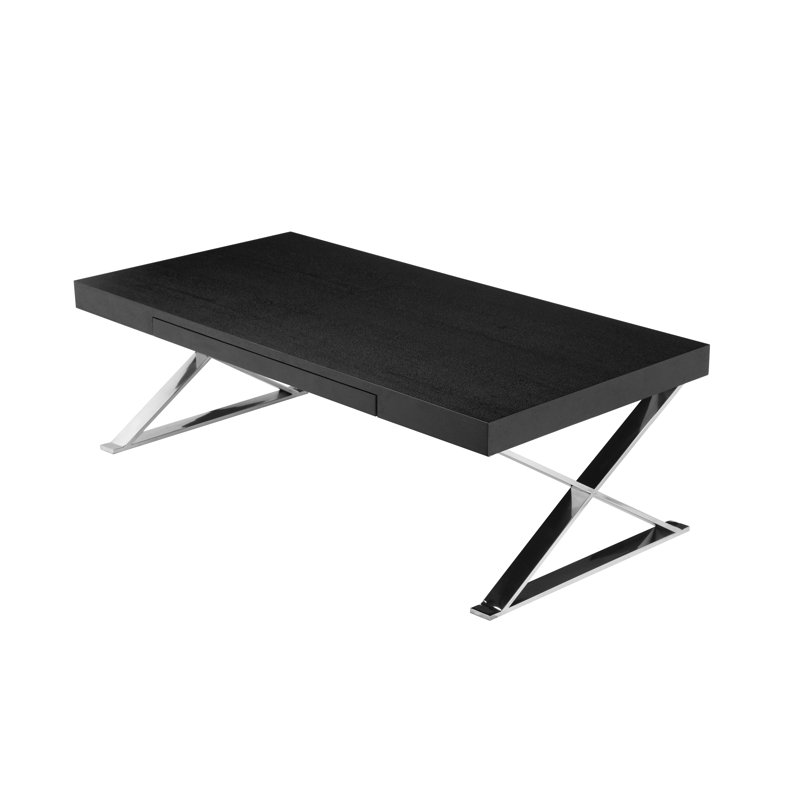 Table basse moderne à pieds croisés avec rangement Pangea Home Alexa, Noir