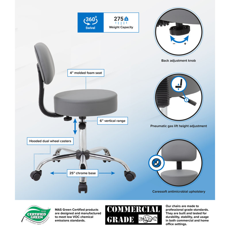 Vinyl Drafting Chair, Gray