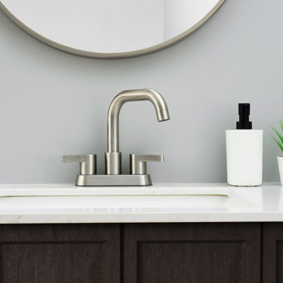 Bathroom Faucet 2 Handle - Brushed Nickel Finish, 4 Inch With Stable Performance And Pop Up Drain In Reliable