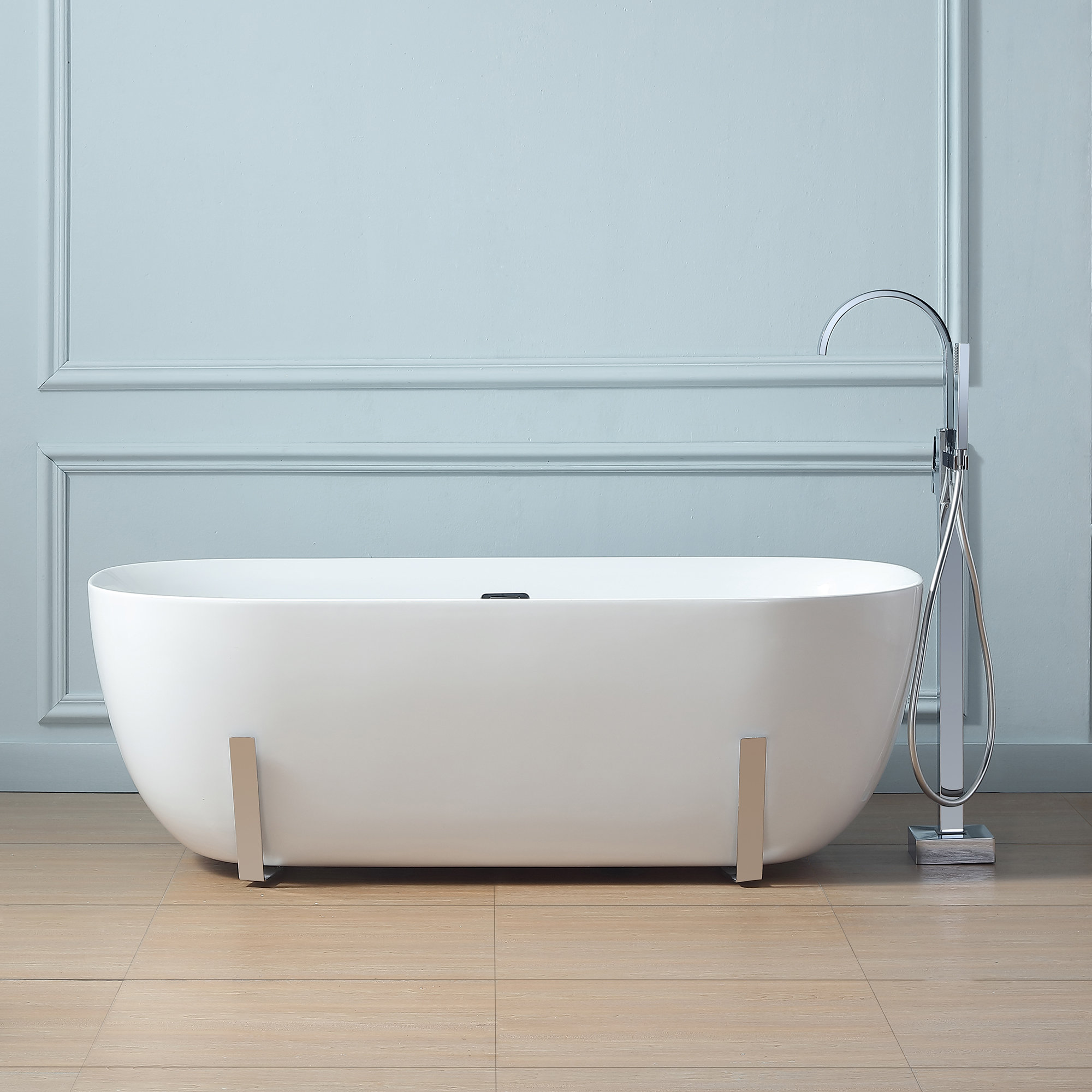 Ove Decors Serenity 71 in White Acrylic Freestanding Oval Bathtub