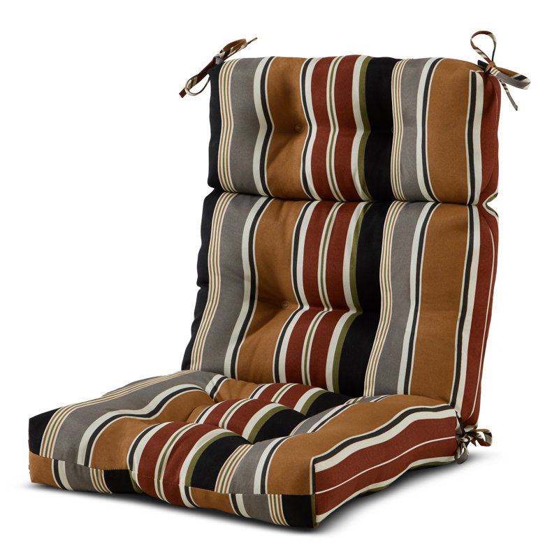 Lester Outdoor High Back Chair Cushion, Brick Stripe, 1