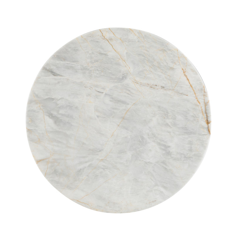 Infinity Marble End Table, Silver/Blue, White